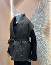 triko detay şişme yelek acı kahve 2