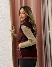 triko detay şişme yelek bordo 2