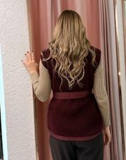 triko detay şişme yelek bordo 3