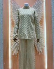 örme detay triko takım bej