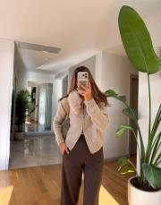 hırka kapşonlu kürklü kahve