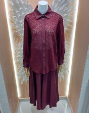 dantel etek takım bordo 3