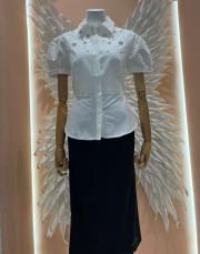 dantel etek gömlek takım siyah beyaz