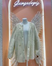 taşlı incili angora hırka ekru