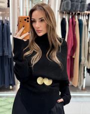 asımetrik boğazlı kazak siyah