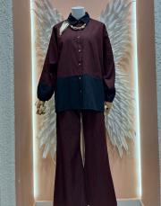 iki renkli gömlek takım bordo lacivert