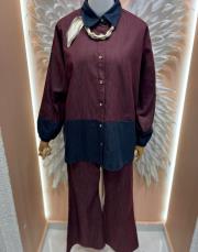 iki renkli gömlek takım bordo lacivert 2