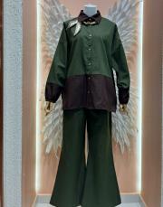 iki renkli gömlek takım yeşil kahve