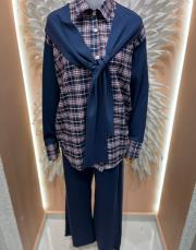 çizgili gömlek takım lacivert 2