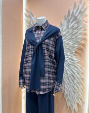 çizgili gömlek takım lacivert 3