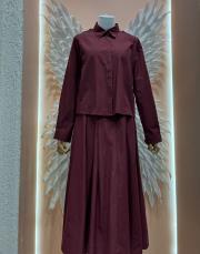 gömlek takım etek bordo