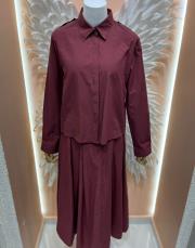gömlek takım etek bordo 2