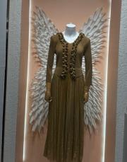 aura gold elbise gold bej