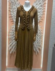 aura gold elbise gold bej 2