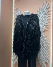 kılçıklı kürk yelek siyah