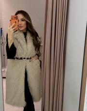 uzun kılçıklı kürk yelek ekru