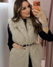 uzun kılçıklı kürk yelek ekru 2