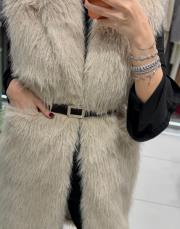 uzun kılçıklı kürk yelek ekru 3