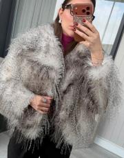 kısa kürk  kahve ekru