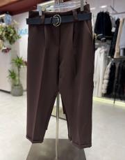 kemerli kumaş pantolon kahve