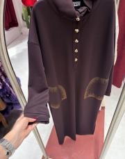 düğmeli elbise acı kahve 2