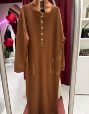 düğmeli elbise tarçın