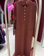 düğmeli elbise kiremit