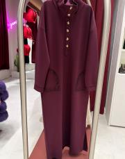 düğmeli elbise mürdüm