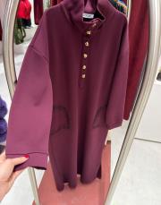 düğmeli elbise mürdüm 2