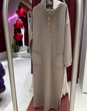 düğmeli elbise vizon