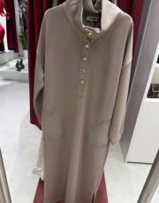 düğmeli elbise vizon 3