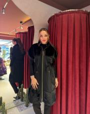 kürk detay yelek siyah