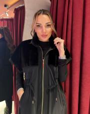 kürk detay yelek siyah 2