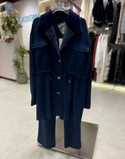 yaka kürk takım lacivert