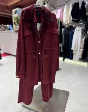 yaka kürk takım bordo