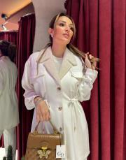 yaka kürk takım ekru