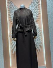 fermuarlı etek takım kahve 2