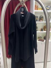 atkı detaylı triko takım siyah