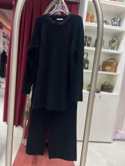 atkı detaylı triko takım siyah 2