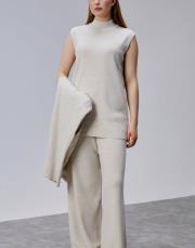 üçlü triko takım krem 2