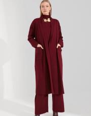 üçlü triko takım bordo