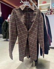 bağlama detaylı ekose gömlek kahve