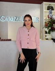 kapşonlu hırka pembe