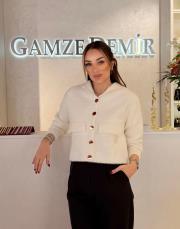 kapşonlu hırka ekru