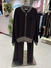 triko detay fermuarlı takım kahve