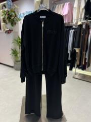 triko detay fermuarlı takım siyah