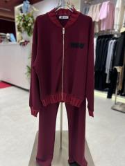 triko detay fermuarlı takım bordo