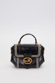 kenar desenli dikiş el çantası siyah