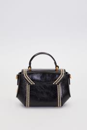 kenar desenli dikiş el çantası siyah 3