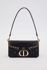 geniş taban kapitone çanta siyah